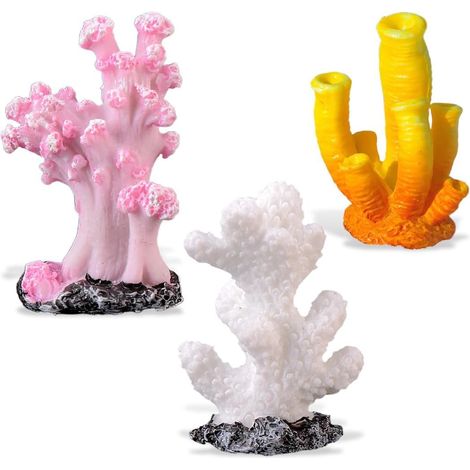Lot de 3 Mini Coraux Décoratifs pour Aquarium - Résine Colorée Imitation Naturelle - Plantes Aquatiques Artificielles - Décoration Fond Marin (Style Récif Corallien) (1/5)