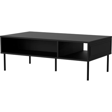 Table basse Enemonzo, avec deux compartiments de rangement, surélevée du sol, 110x60 h40 cm, noire (1/3)