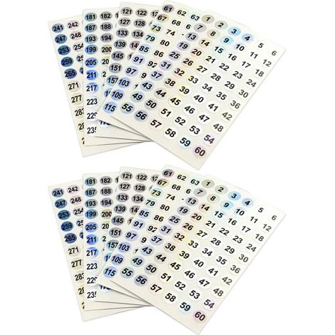 Pack de 1 à 300 chiffres autocollants réfléchissants,10 feuilles d\'autocollants laser,600 étiquettes autocollantes étanches