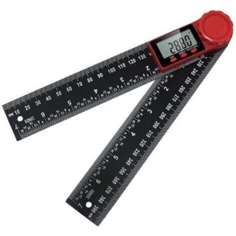 Digitaler Winkelmesser mit 200 mm Länge, 360°-Drehung, Doppelskala, LCD-Bildschirm und Sperrfunktion, Winkelmesser für Ingenieure