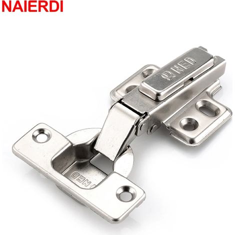 Charnières en fer inoxydable (demi-recouvrement) - Lot de 2 - Charnières à double force pour portes de placards et d'armoires - Taille universelle - Quincaillerie pour meubles de cuisine et de maison (1/5)