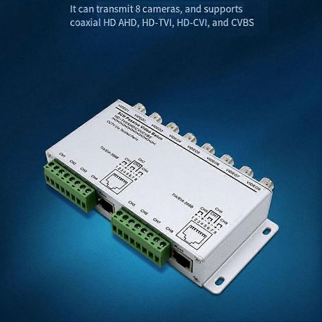Équilibreur vidéo passif pour caméras TVI CVI AHD, via paire torsadée UTP, émetteur-récepteur 8 canaux BNC vers UTP RJ45 (8 canaux) (1/5)
