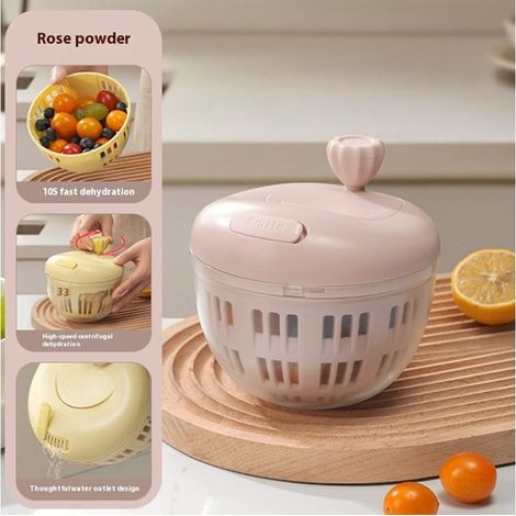 Essoreuse à Salade Multifonction avec Système de Drainage, Rose (1/4)
