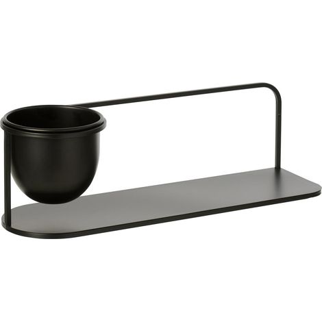 Étagère Murale Avec Cache-Pot "Duo" 53cm Noir (1/4)