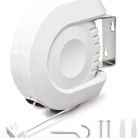 Corde à Linge Rétractable 12 mètres, Fil à Linge Rétractable Extérieur ou Intérieur pour Vêtements, Très Résistant, Installation Murale Flexible et Facile, Étendoir à Linge pour Murs (1/5)