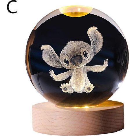 Veilleuse LED boule lumineuse en verre et bois Cujmh, lampe décorative colorée, cadeau (1/4)