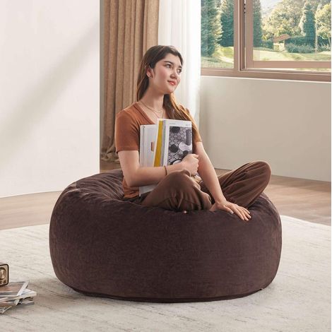 Fauteuil pouf 3FT en mousse, marron, pliable, HAVRYA (1/4)
