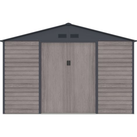 Vente-Unique – Abri de jardin métal en acier galvanisé 13,12 m² – Résistant aux intempéries – Porte double – Intérieur aménageable