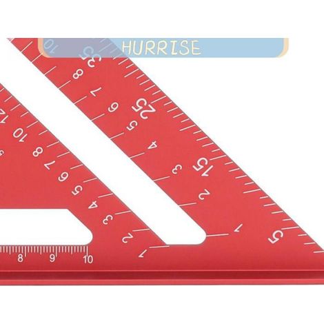 Tbest Carré de charpentier Règle triangulaire carrée en alliage d'aluminium de 7 pouces, Double échelle de bricolage outil Rouge (1/4)