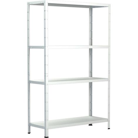 SCHULTE Regalwelt Rayonnage emboîtable avec 4 tablettes PowerMAX, charge utile 65 kg, 180x60x40 cm (HxLxP), blanc, rayonnage de stockage, rayonnage d’atelier, rayonnage de cave, rayonnage de garage, r (1/4)