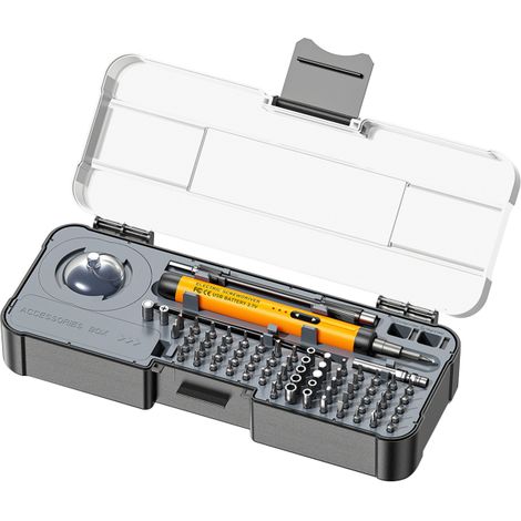 Tournevis électrique multifonction sans fil – rechargeable Type-C, 68 embouts de précision, pour réparation téléphone, ordinateur, montre, drone (1/4)