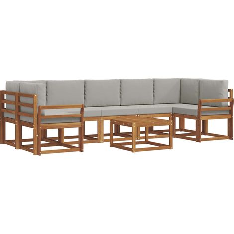 Outdoor Sofa Set with Cushion 8 pcs Natural and Light Grey vidaXL (1/5)