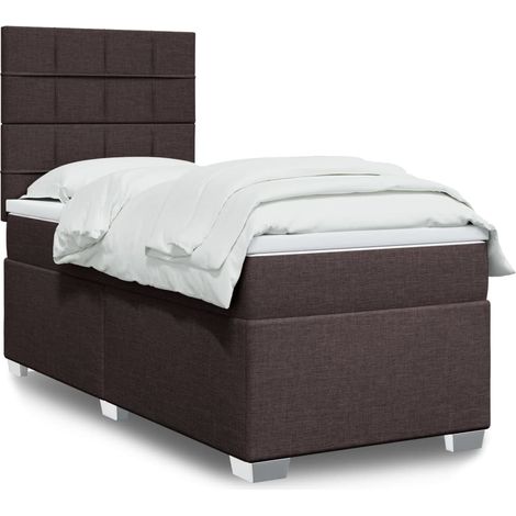 Boxspringbett mit Matratze Dunkelbraun 100x200 cm Stoff