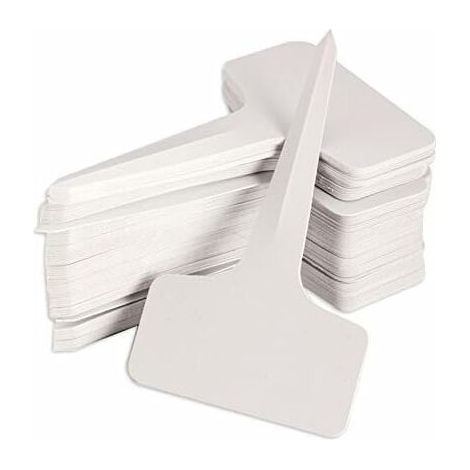 100 étiquettes en forme de T pour plantes de 6 x 10 cm, blanches (1/5)