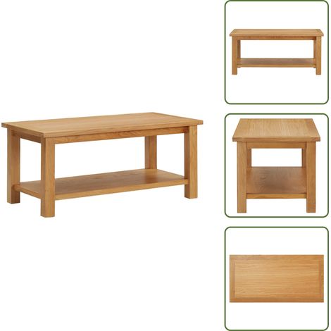 The Living Store Tavolino da Salotto 90x45x40 cm in Legno Massello di Rovere - Tavolino in rovere