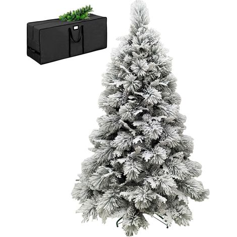 Albero di Natale Innevato con Pigne Effetto Realistico Richiudibile TOKYO, Apertura Ramo a gancio, Facile da Montare, Decorazioni Natalizie, Folto, Borsone TOKYO INNEVATO 180 CM (1/4)