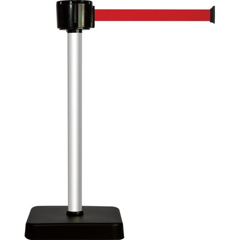Poteau alu anodisé à sangle grande longueur rouge 12m x 50mm sur socle mobile - 2810128 (1/2)