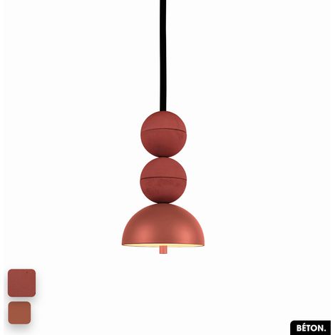 Lampe de suspension en béton - BOSFOR CONCRETE TERRE ROUGE 2 BALLES LED 14W (1/3)