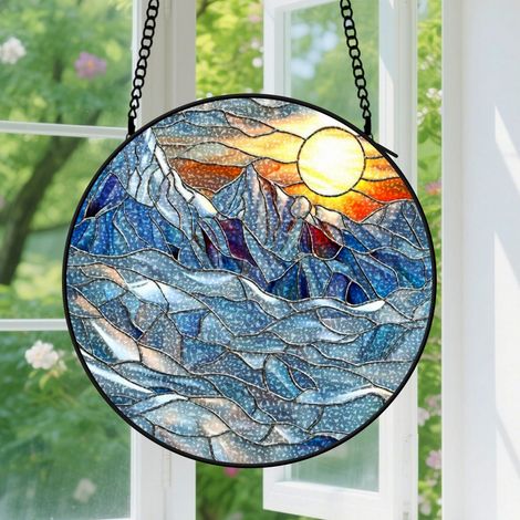 9cm Suspension en vitrail - Attrape-soleil unique coloré pour fenêtre, décoration artistique, cadeau Fête des Mères, Anniversaire pour maman, grand-mère (1/5)