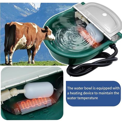 Abreuvoir Chauffant Cheval Abreuvoir Chevaux Exterieur Automatique ,Avec Valve Flotteur RéGlable & Trou Drainage,Pour Bovins ChèVre Abreuvoir BéTail(Eu)(vert foncé) (1/5)