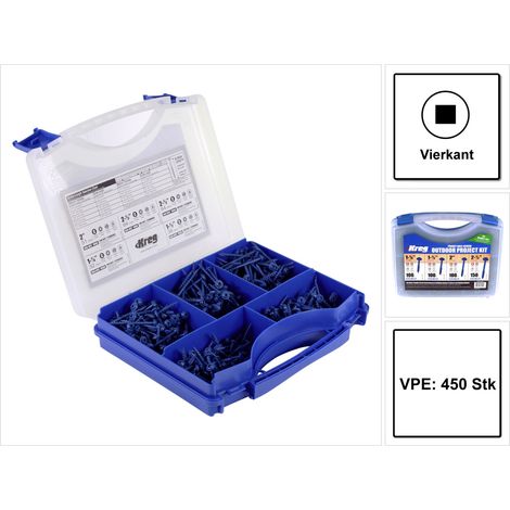 KREG SK03B Pocket-Hole Schrauben Sortiment 450 tlg. Vierkantantrieb Grobgewinde