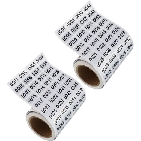 2 rouleaux Étiquettes Numérotées Consécutives Autocollant 0001-2000 Étiquettes Numérotées Polyvalentes Décalcomanie Autocollant Numéroté Étanche pour Gestion des Stocks de Livres