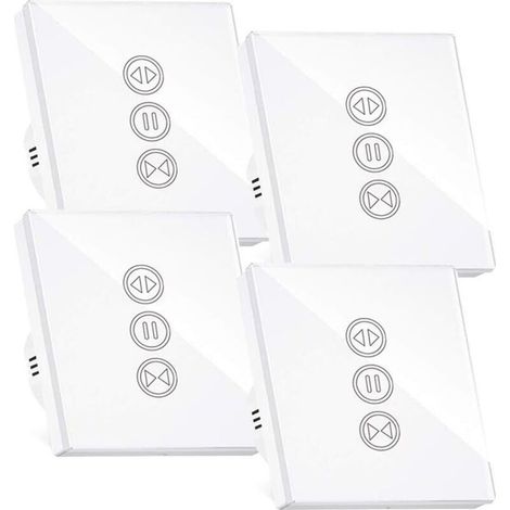 Interrupteur Volet Roulant Connecté, Interrupteur Volet Roulant Wifi,Compatible Avec Alexa/Google Home, Interupteur Connecté Tactile Rétro Éclairage Peut Éteindre Led Timer App Contrôle,4PCS (1/5)