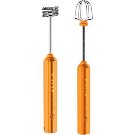 Fouet électrique rechargeable USB, batteur à œufs, mixeur à café portable, shaker à lait, mousseur à lait, orange (1/5)