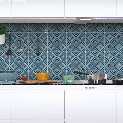 Sticker Mural Carrelage adhésif Cuisine Salle de Bain - 60 STICKERS CARRELAGES ETHNIQUE NAHALA - 60stickers10x10cm (1/5)