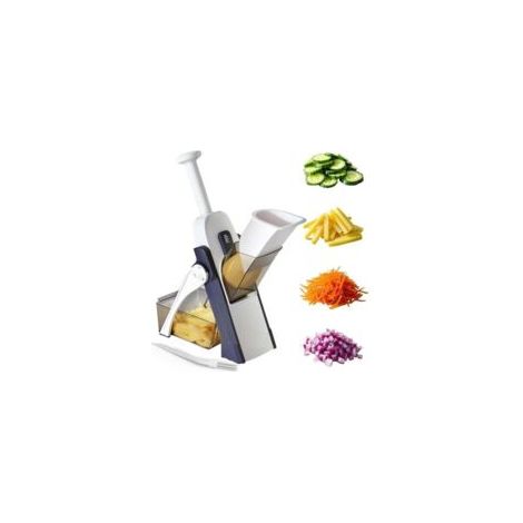 Sicherheits-Küchenmandoline, multifunktionaler manueller Gemüseschneider mit Edelstahlklinge, Julienne-, Würfel- und Crezuo-Schnitte