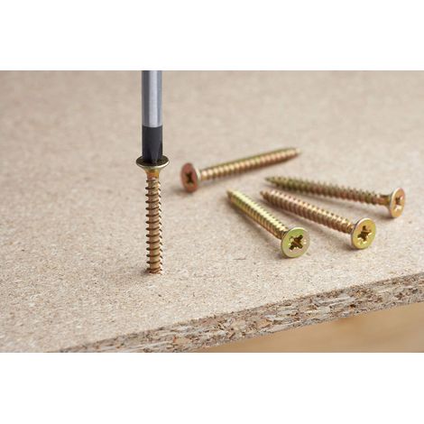 Meister Viti universali, 5,0 x 60 mm, 240 pezzi, testa svasata, attacco PZ Pozidriv, filettatura parziale, zincata, set di viti, secchio per viti, 904070 (1/2)