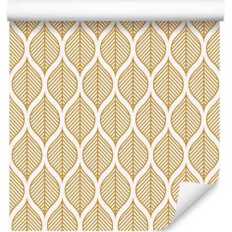 Papel pintado retro con preciosas hojas geométricas para salón y dormitorio, 50x1000 cm. (1/5)