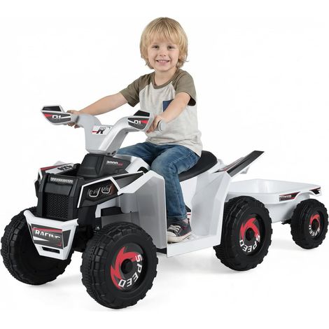 COSTWAY Quad Elettrico per Bambini, ATV elettrico con Rimorchio Posteriore, Macchina Giocattolo a Motore con Ruote Resistenti, 2-3 km/h, Veicolo per Bambini 3 Anni+ (Bianco) (1/5)