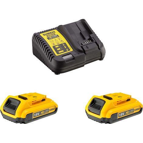 Pack de batteries 18V 2.0Ah – DCB115D2 – 2 batteries Li-Ion avec chargeur – Temps de charge 40 min – Pour outils DEWALT