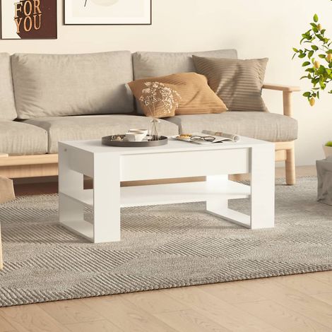 vidaXL Tavolino da Salotto Bianco 102x55x45 cm in Legno Multistrato (1/5)