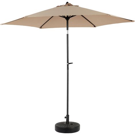 Double parasol rectangulaire extérieur 2,7m, manivelle, kaki (pied non inclus) (1/5)