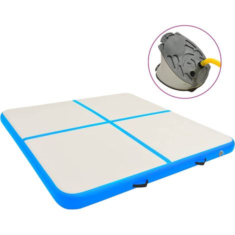 vidaXL Esterilla inflable de gimnasia con bomba PVC azul 200x200x15 cm (1/5)
