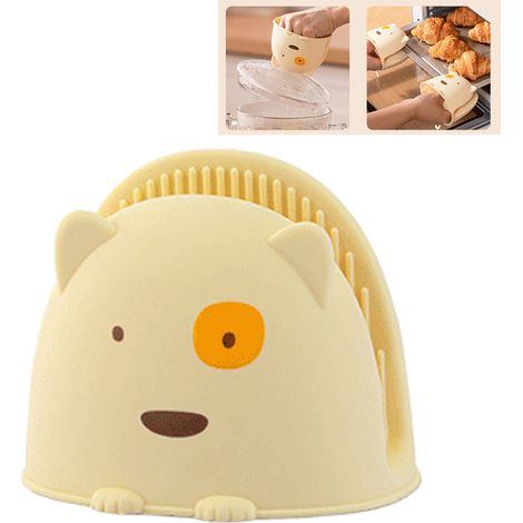 Gants de cuisine en silicone, motif dessin animé mignon, résistants à la chaleur, mini gants de cuisine jaunes, pour la cuisine (1/5)