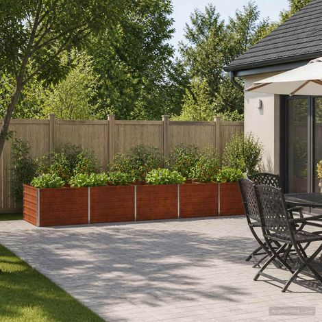 Jardin surélevé Rouillé 400 x 80 x 55 cm corton (1/5)