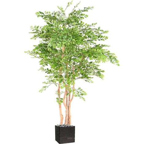 Acacia Artificiel 5 Troncs Naturels feuillage tergal en pot H 150 cm Vert 430 - dimhaut: H 150 cm - couleur: Vert (1/3)