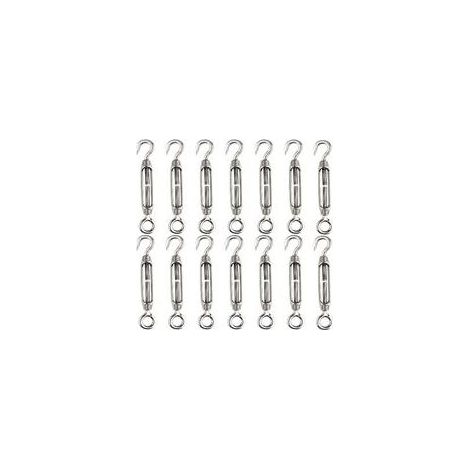 14 pièces tendeur de fil de tendeur M4 crochet et oeil tendeur de tendeur 304 tendeurs en acier inoxydable Tension de corde robuste (1/5)