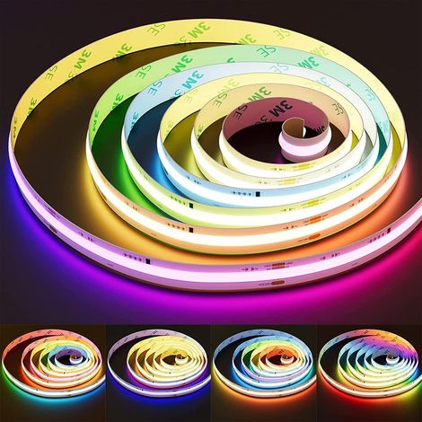 Ruban COB LED 5M, 24V Changement de Couleur Adressable avec Smart Segmented Control Multicolore LED Lights Strip pour TV, Fête, DIY Projets (Contrôleur et Alimentation non Inclus) (1/5)