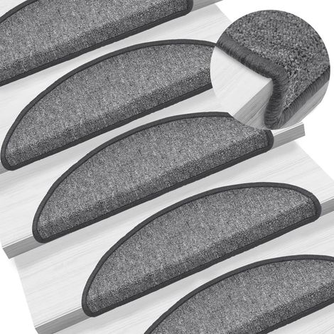 Marches d'escalier, 15 pièces, 56 x 17 x 3 cm, gris foncé, semi-circulaires