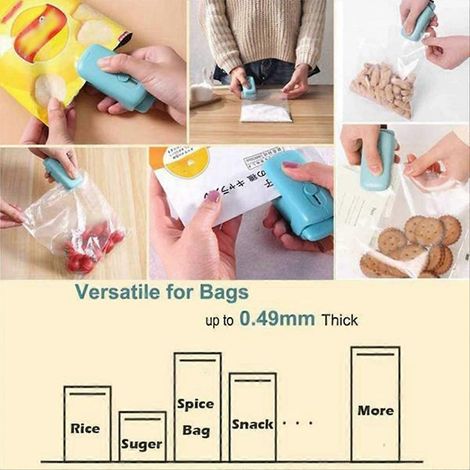 2 Pcs Mini Soudeuse de Sacs Portable 2-en-1, Scelleuse à Main pour Aliments, Thermosoudeuse de Poche, Outil de Conservation pour Cuisine et Voyage