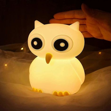Lámpara de noche Justup con forma de búho, luz nocturna LED con diseño de animal adorable y recargable, que cambia de color, ideal para la decoración del dormitorio de niños y niñas. (1/4)