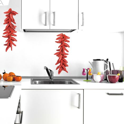 Sticker mural 3D autocollant, déco murale 48x68cm, grappes de piment rouges magnifiques, ajoutez une touche de couleur à votre intérieur. (1/5)