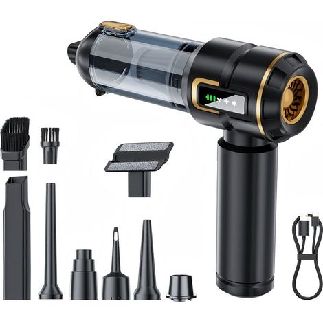 Aspirateur à Main 4 en 1,Aspirateur Voiture Sans Balais 16000Pa,3 Vitesses,Ecran LCD,Vidage d’un seul clic,Noir (1/5)