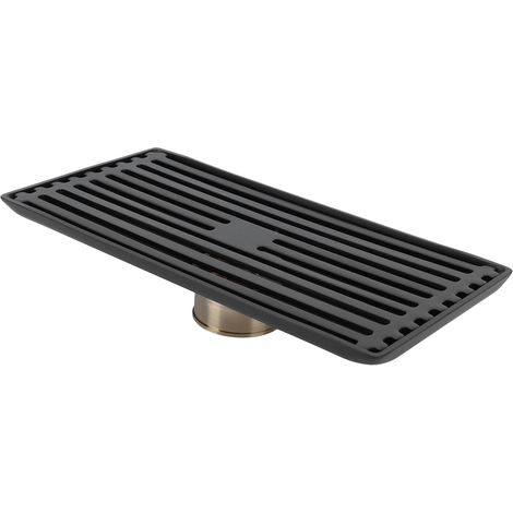 Nannigr Siphon de sol noir avec couvercle amovible, accessoire de cuisine et de salle de bain en acier inoxydable, 10x20cm