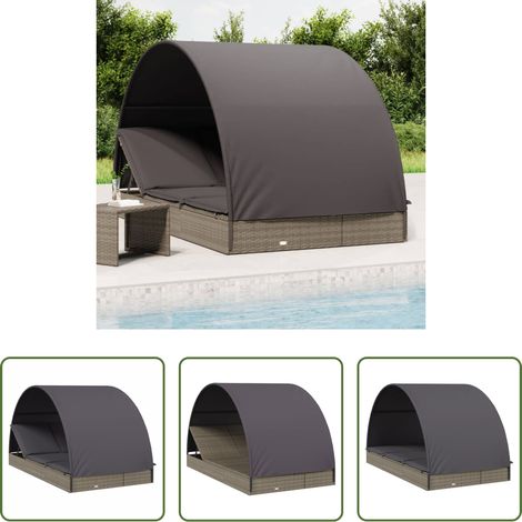 Transat 2 places - Transat 2 places avec toit rond gris 211x112x140 cm (1/5)
