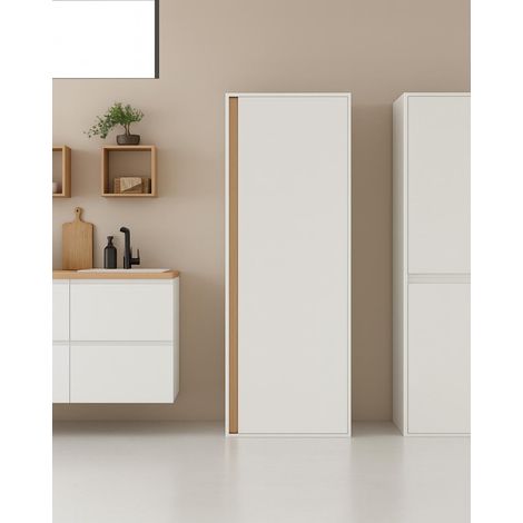 Armadio multiuso Joy - Dispensa salvaspazio con 4 ripiani regolabili - Struttura bianca con finitura virginia - 60 L. x 176 H. x 35 P. (1/5)